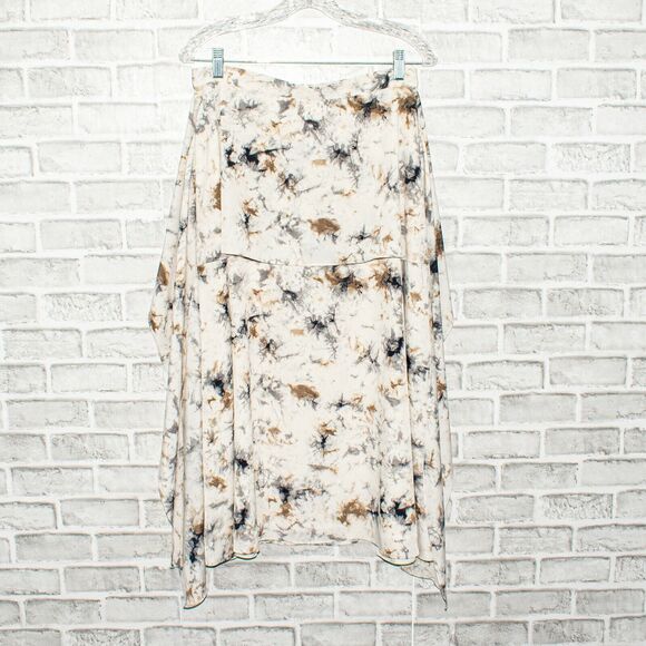 MIGNON DOO Marble Print layered Skirt Beige Size Medium - Picture 2 of 8